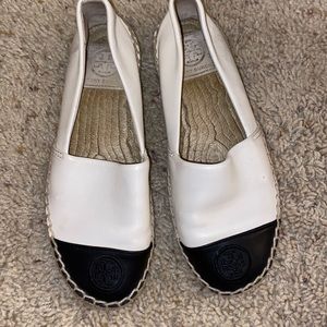 Tory burch leather color block espadrille flats